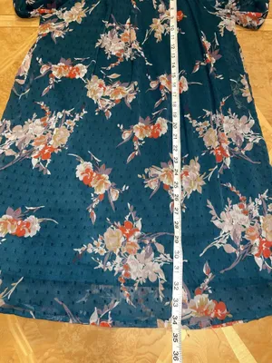 Japna Floral Boho Semi Sheer Mock Neck Bell Sleeve Peasant Dress Size Medium thumbnail 9
