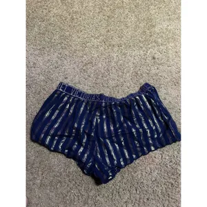 Victorias Secret Navy Gold Metallic Stripe Scallop Pajama Shorts Small thumbnail 4