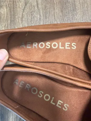 AEROSOLES Brown Leather Loafers with Gold Hardware thumbnail 4
