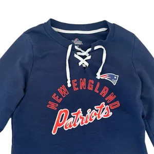 Majestic Womens S New England Patriots Hyper Lace Up Tunic Sweatshirt NFL Blue thumbnail 2