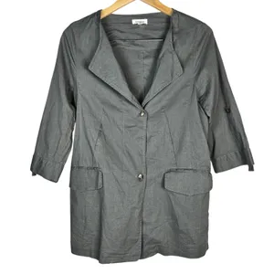 Mittoshop Gray Hemp Cotton Blend Button Up Utility Jacket 12970 Womens Medium thumbnail 1