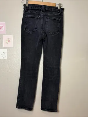 Good American black high rise straight leg 4 women goth casual dark coquette thumbnail 3