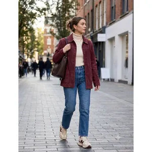 Vintage Denim & Co. Burgundy Genuine Suede Leather Jacket M thumbnail 5