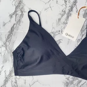 NWT Quince Black Italian V-Neck Bikini Swim Bathing Suit Top Women's Size XS thumbnail 4