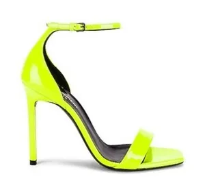 Saint Laurent Amber Fluo Yellow Ankle Strap Sandals YSL Heels size EU 36 thumbnail 1
