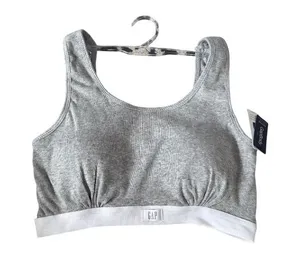 GAP Gray White Sports Bra Bralette Size Medium NEW NWT thumbnail 1
