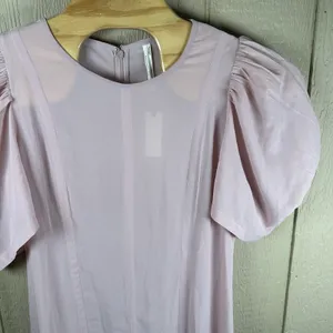 NEW By Anthropologie Modern Sheer Midi Dress Womens 12 Violet Ice Pink Romantic thumbnail 2