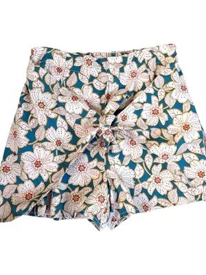 EUC Anthropologie Georgine Skirted Shorts Teal Floral Size XS thumbnail 4