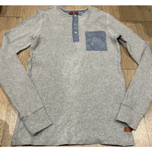 7 For All Mankind Gray Waffle Knit Henley Long Sleeve Shirt Sz S indie grunge thumbnail 1