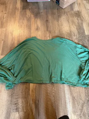 Free People We The Free Sage Green V-Neck Buffy Balloon Sleeve Sweatshirt Small thumbnail 5