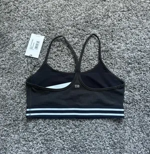 Splits59 Black Sports Bra with White Striped Underband thumbnail 4