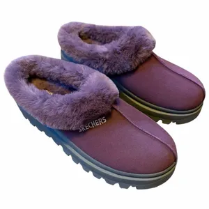 Skechers Shindigs Fortress Clogs Suede with Sherpa lining platform slip ons Y2K thumbnail 1