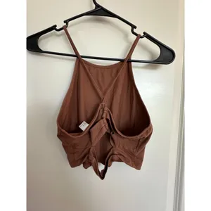 Brand Unknown Chocolate Brown Crop Criss Cross Back Tank Top Women's Sz Medium thumbnail 2
