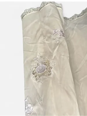 Vintage 50s 60s Charmode Sears Cream Lace Embroidered Nylon Slip Dress M USA thumbnail 7