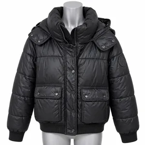 Abercrombie & Fitch Black Puffer Jacket Detachable Hood Water Resistant Medium thumbnail 1
