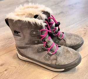 Sorel Whitney Joan Winter Boots Womens Gray Waterproof Fur Lined‎ Lace Up Size 5 thumbnail 1