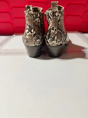 Kim Rogers Snake-Print Ankle Booties in Brown and Black thumbnail 4