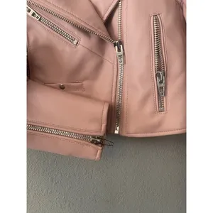Blank NYC Pink Faux Leather Cropped Moto Jacket Blush XS thumbnail 3
