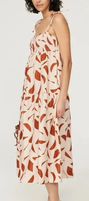 ASTR Marlene rust abstract midi Dress Small thumbnail 1