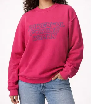 Good American x‎ The Phluid Project Powerful F*cking Woman Pink Sweatshirt Sz 2 thumbnail 1
