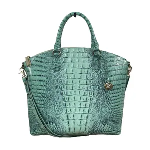 Brahmin Large Duxbury Satchel Bag Biscay Melbourne Blue Green Leather Croc thumbnail 1