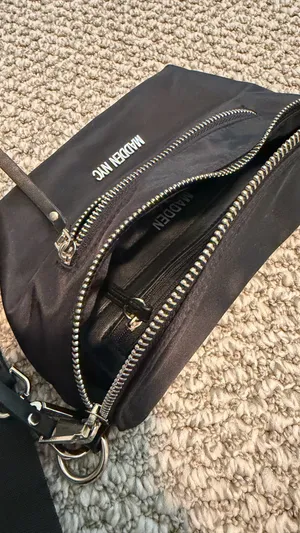 Steve Madden Madden NYC Crossbody/Fanny Pack Black with silver zipper accents thumbnail 3