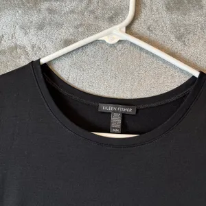 Eileen Fisher Black Tencel Jersey Drop Waist Mini Dress Size Medium‎ Minimalist thumbnail 4
