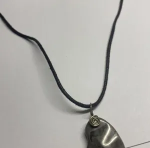 Women’s Grey Natural Stone Pendant / Black Cord Costume Necklace thumbnail 6
