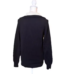 Lauren Ralph Lauren LRL Women's Sweater Large‎ Black Half Zip Cotton Pullover thumbnail 2