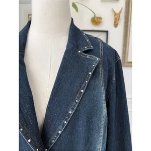 Lanie New York Women's Denim Rhinestone Blazer XL thumbnail 2