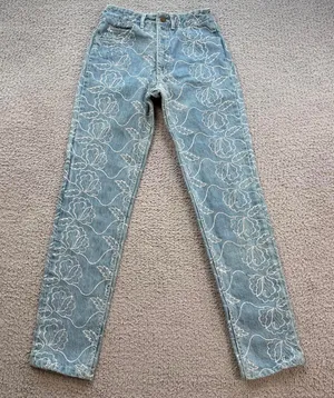 Vintage Oxygen Floral Embroidered Jeans Womens 25 Y2K Blue Denim High Rise USA thumbnail 1