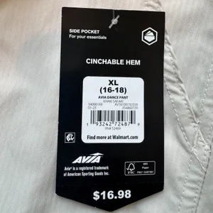 NWT Avia Pants Women's XL Beige Stripe Cinchable Hem Lightweight Pockets thumbnail 7