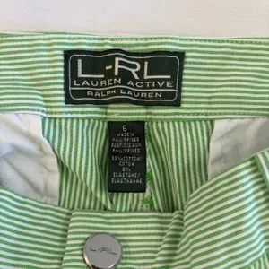 Ralph Lauren‎ Active Green White Pinstripe Golf Shorts Women 6 Seersucker Style thumbnail 5