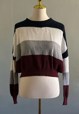 Ambiance Apparel Multicolor Crew Neck Knit Sweater | Size: M thumbnail 1