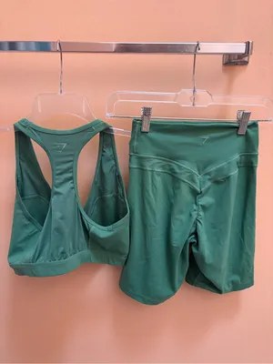 Gymshark x Whitney Simmons Sage Green Twist Front Sports Bra & Biker Shorts Set thumbnail 6