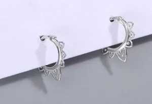 925 Silver Plated Hollow Flower Hoop Earrings for Women thumbnail 2