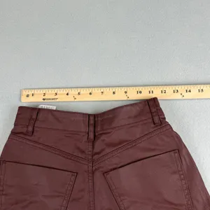 Zara Womens High Waisted Coated Shorts Burgundy Size 2 thumbnail 7