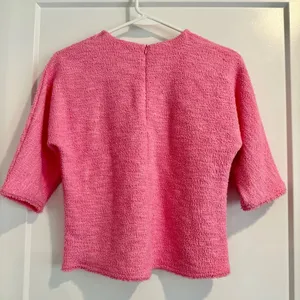 ZARA Pink Structured Short Sleeve Top Size Small thumbnail 3