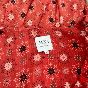 Misa Red ‘Veruka’ Long Sleeve Ruffle Mini Dress in Floral “Maravi Dots”, Size XS thumbnail 7