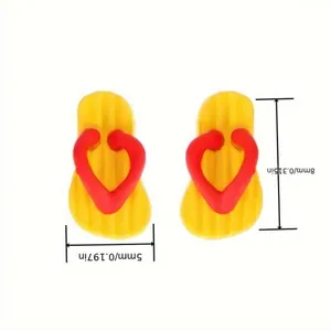 Yellow Beach Sandals S925 Silver Needle Hip-Hop Yellow Flip-Flop Push Earrings thumbnail 3