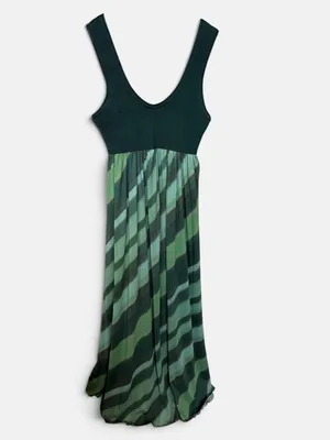 Dress To Clothing Boutique Brazil Sleeveless Green Maxi Dress Striped Size Small thumbnail 2