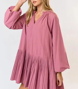 La Pink Pleated Mini Dress thumbnail 1