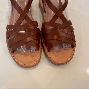Zara Leather Flat Strappy Sandals Sz 38 Fisherman Womens Spain NWOT thumbnail 2