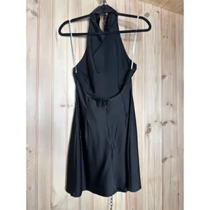 NWT Lulus Gorgeous Endeavor Black Satin Halter Mini Slip Dress Backless Party M thumbnail 5