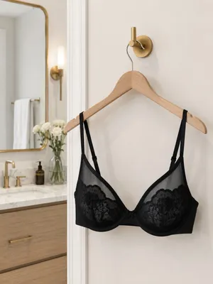 SKIMS Lace Demi Bra Onyx 34B NWT Sister Size 36a thumbnail 2