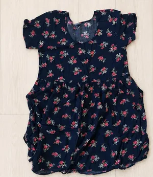 Brandy Melville Floral Print Babydoll Mini Dress Puff Sleeve XS Blue thumbnail 1