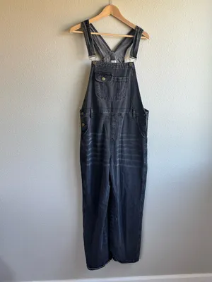 Large Black Denim Overalls Size 10 thumbnail 4