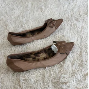 Sam Edelman Pointed Toe Ballet Flats‎ Leather Bow Accent Brown Shoes 6.5 thumbnail 3