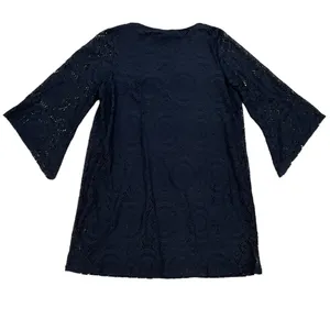 Tacera Black Knit Lace Dress Three-Quarter Sleeved thumbnail 5