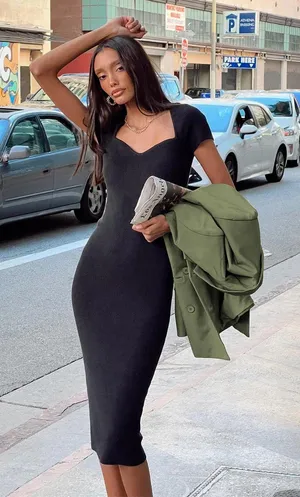 Princess Polly Black Midi Dress thumbnail 1